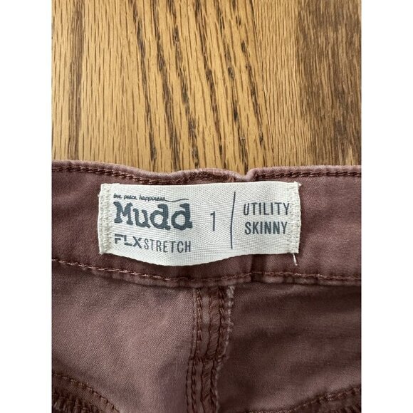 PANTS  Mudd  Utility  Skinny Stretch Mauve Junior's  Sz 1 Zippered Pockets - Picture 10 of 10